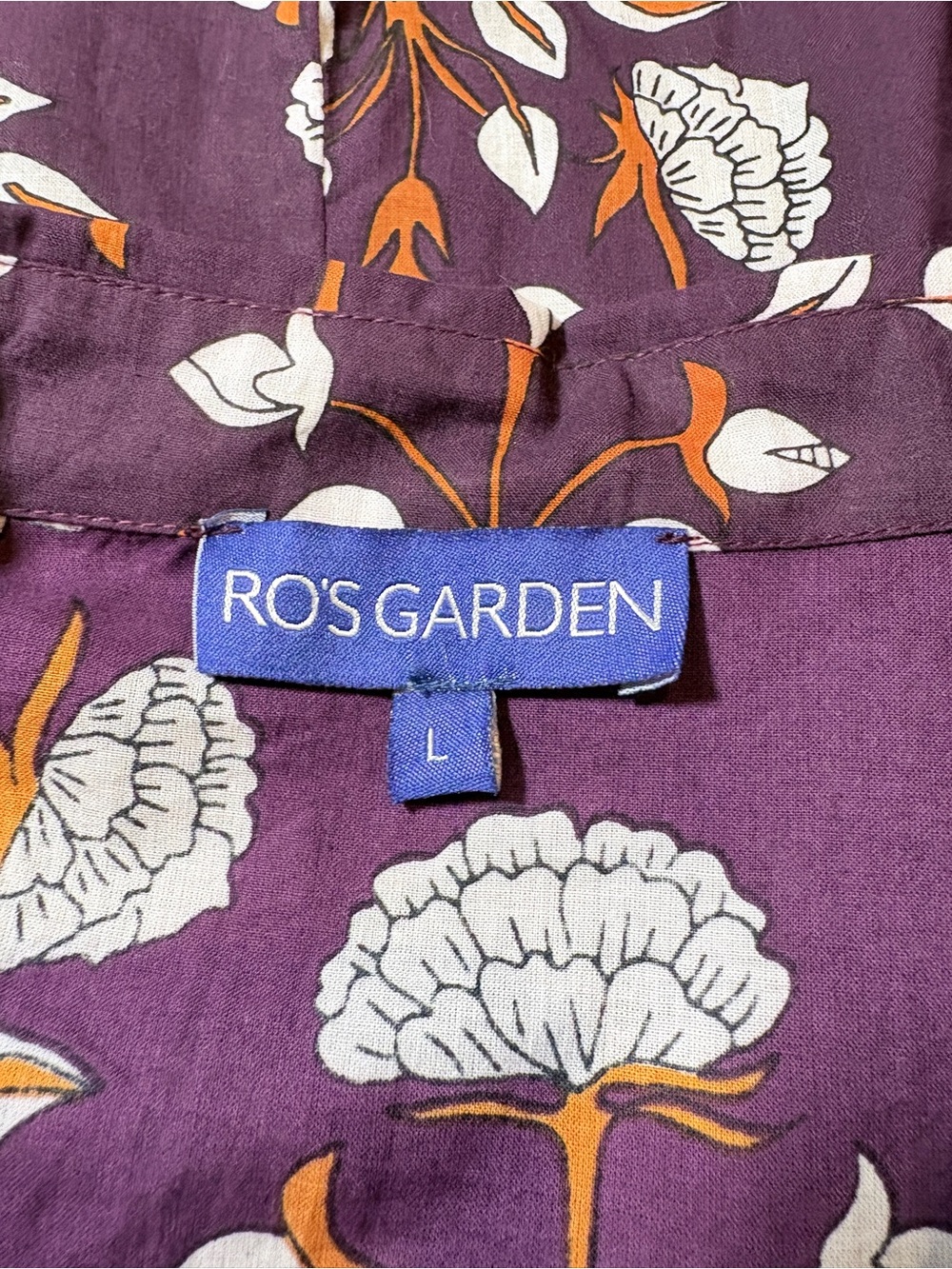 Ro's Garden Deauville Plum Floral Button-Down Dress Size Large - Picture 9 of 11